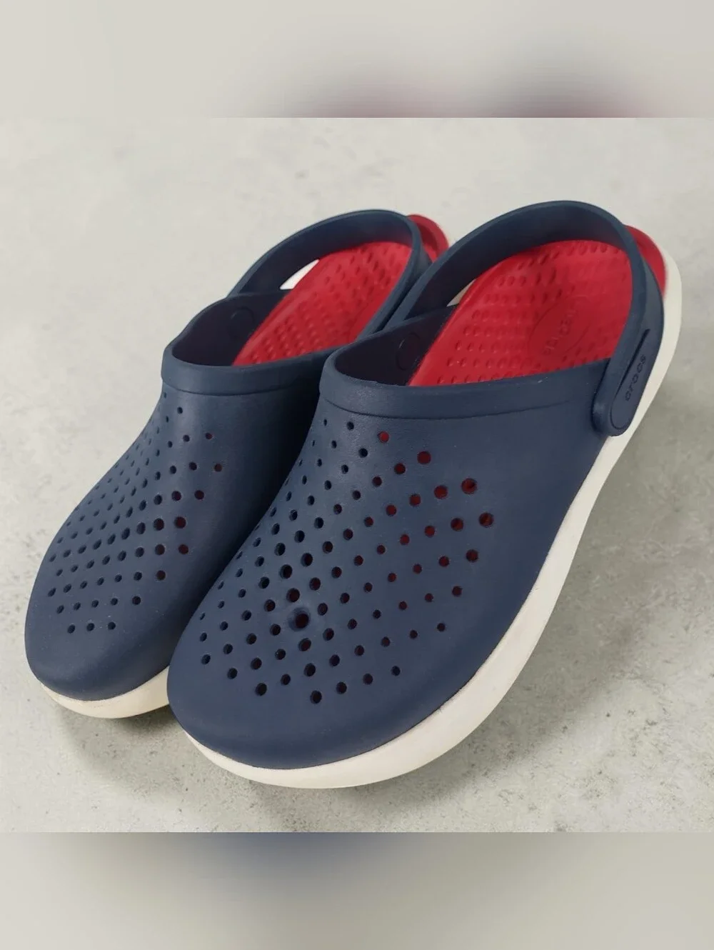 Crocs LITERIDE Men's 8/Women 10 360 Clogs Unisex Navy US Red Blue Slide On